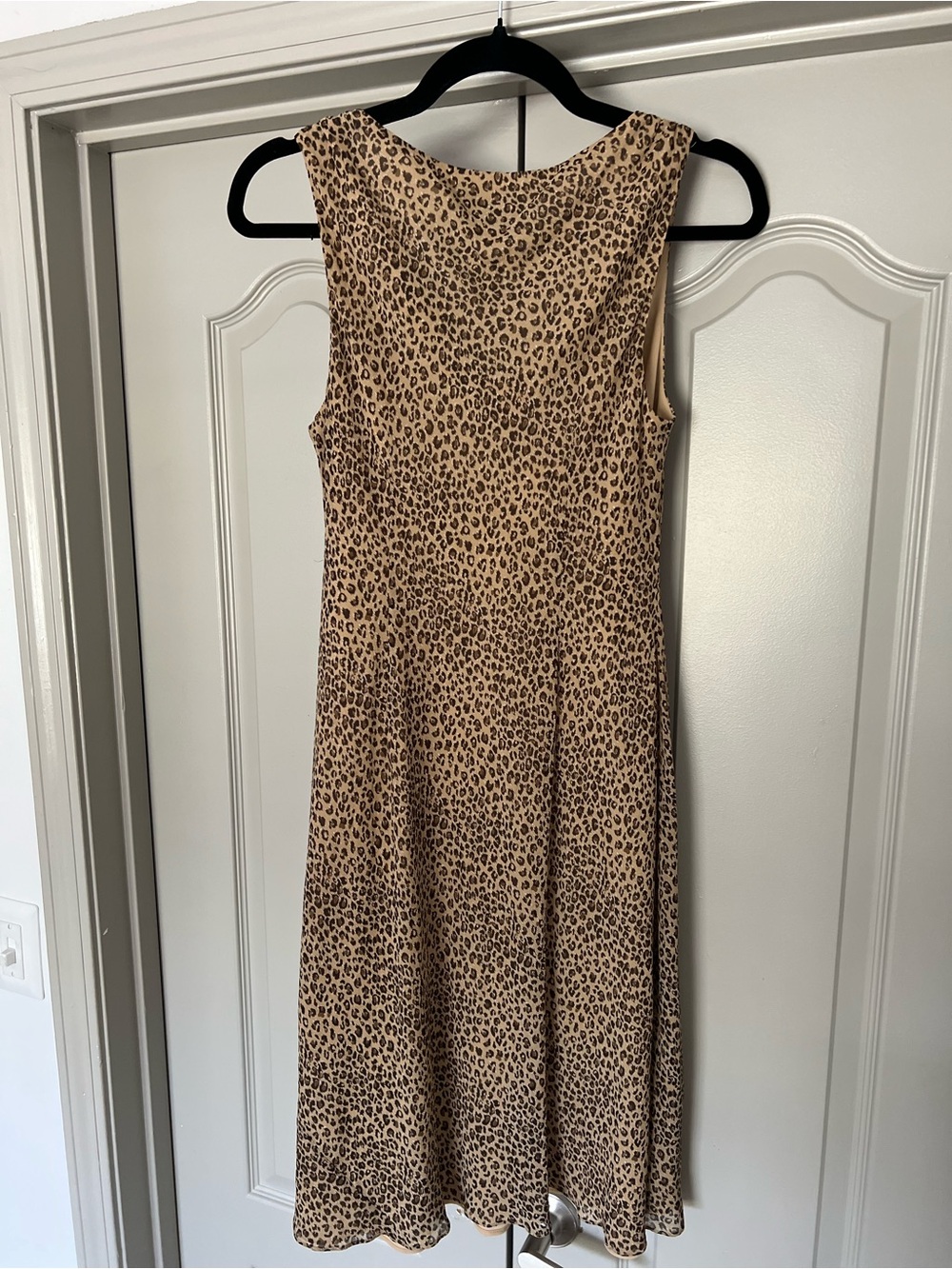 SOLD 🖤 Y2K Leopard Print 100% Silk Cowl Neck Midi Dress Ann Taylor Petites 10P - Picture 7 of 7